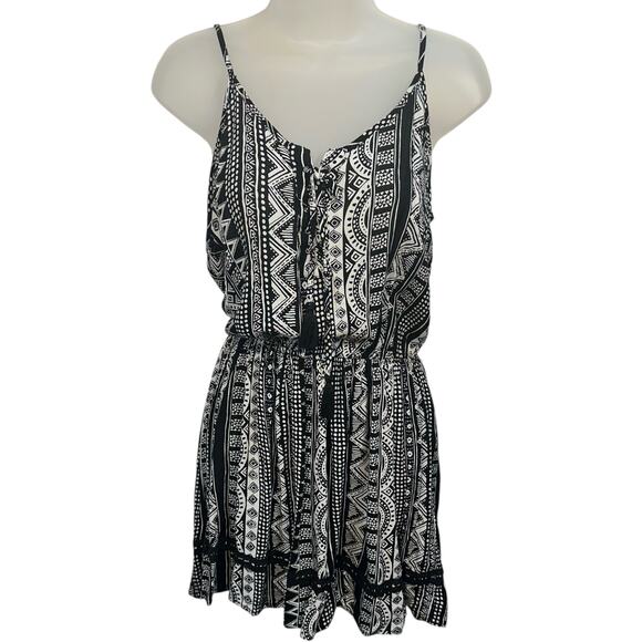 Tribal Summer Mini Dress Womens S Lightweight Shift Casual Boho Chic Beachy Y2K - Picture 1 of 10